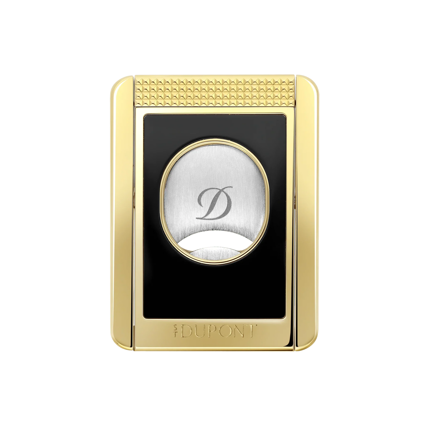 S.T. DUPONT Cigar Cutter/Coupe Cigare Chrome Yellow Gold & Black Lacquer 003553