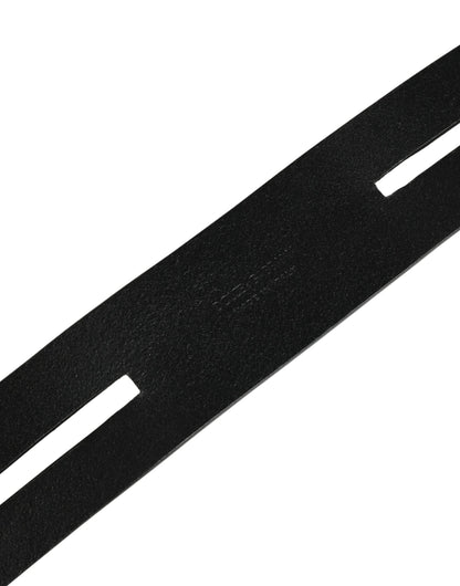Dolce & Gabbana Black Double Strap Leather Silver Buckle Belt