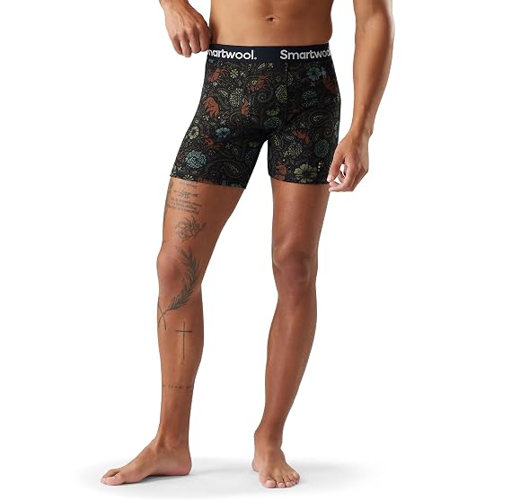 Smartwool - Merino Print Boxer Brief Boxed - Men's - Black Paisley